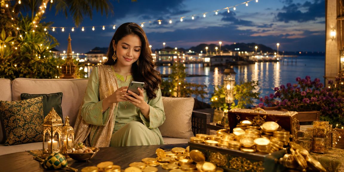 Permainan slot bertema Hari Raya Malaysia dengan reka bentuk meriah dan berwarna-warni